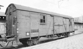 Wagon towarowy kryty na ekspozycji Muzeum Kolejnictwa w Warszawie, 1984....